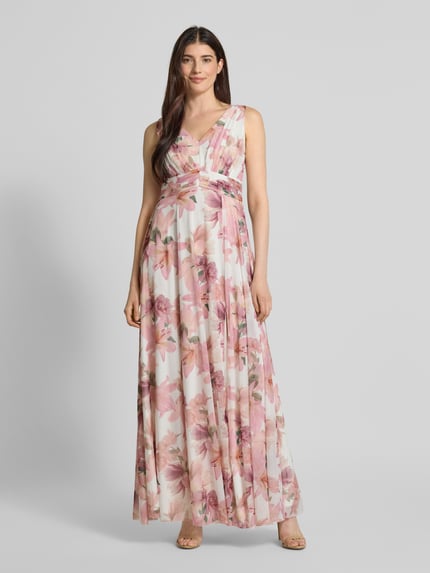 Christian Berg Cocktail Abendkleid mit V-Ausschnitt Rosa Melange 4