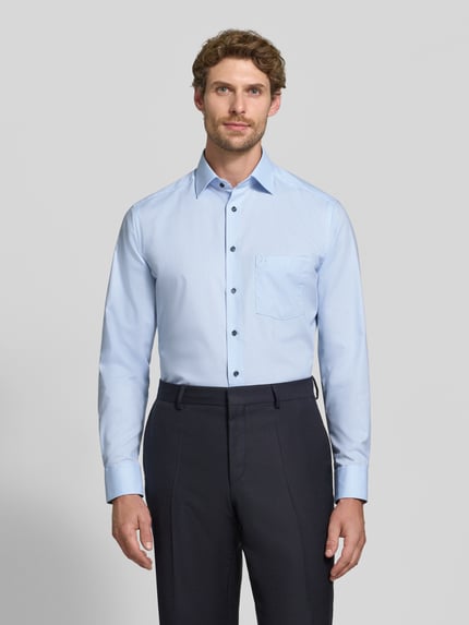 OLYMP Modern Fit Businesshemd aus reiner Baumwolle Bleu 4