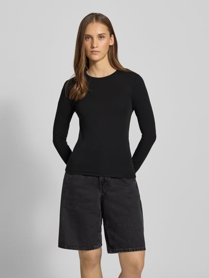 ONLY Slim Fit Langarmshirt aus Baumwoll-Mix Modell 'RILEY' Black 4