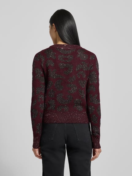 VERO MODA Relaxed fit gebreid jack met wol, model 'ZUZU' Bordeaux - 5