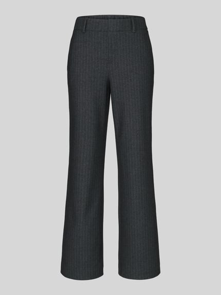 Produktfoto, dunkelgraue Wide Leg Hose mit Gürtelschlaufen Modell 'Fenja' von Stehmann, feine Nadelstreifen, glatte Struktur, Damen Weite Hose