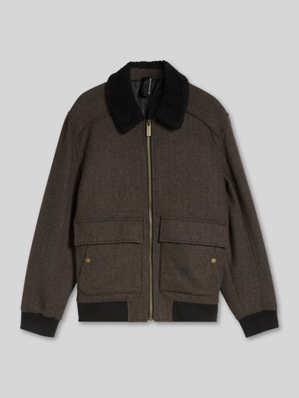Tom Tailor Bomberjacke mit abnehmbarem Fellkragen Dunkelbraun 2