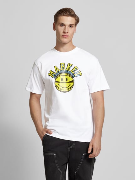 MARKET T-Shirt mit Rundhalsausschnitt Modell 'SMILEY' Weiss 4