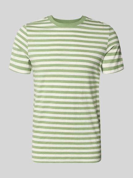 Produktfoto, Regular Fit T-Shirt aus reiner Baumwolle von s.Oliver RED LABEL, Optik:Allover-Muster, gestreift in Weiß und Grün