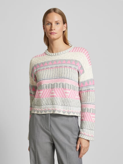 Oui Strickpullover mit Woll-Anteil Rosa 4