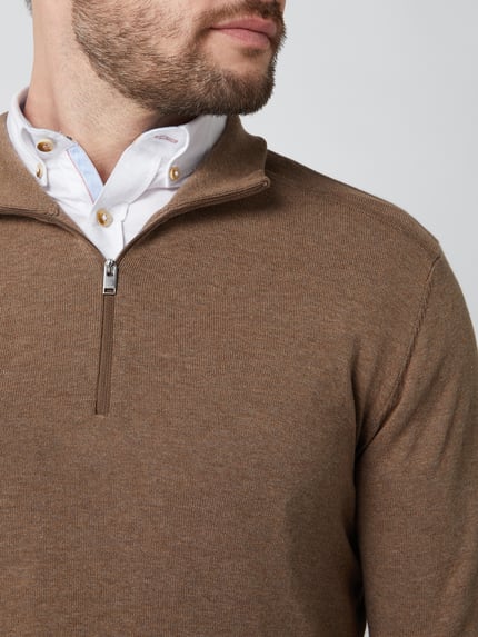 Selected Regular Fit Troyer mit kurzem Reißverschluss Sand Melange 3