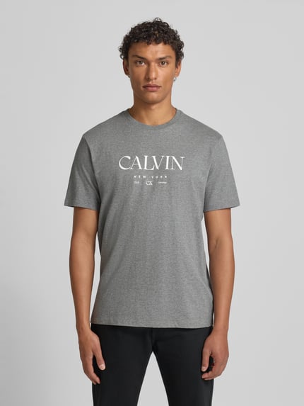 CK Calvin Klein T-Shirt mit Label-Print und Rundhalsausschnitt Mittelgrau Melange 4