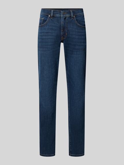 Produktfoto, Relaxed Fit Jeans mit Eingrifftaschen Modell 'Dijon' von Pierre Cardin, bawełniany miks ze streczem, krój relaxed fit, szerokość w rozmiarze 32/34: 41 cm, długość nogawki wewnętrznej w rozmiarze 32/34: 85 cm