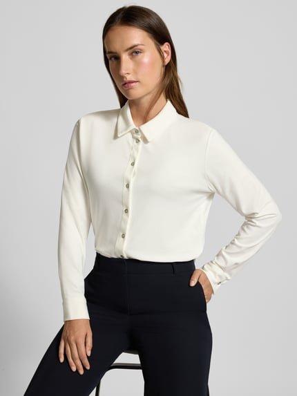 s.Oliver BLACK LABEL Regular Fit Blusenshirt aus Viskose-Mix Weiss 3