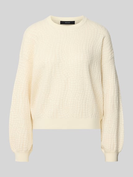 Produktfoto, cremefarbener Regular Fit Pullover aus Viskose-Mix Modell 'NANCY' von VERO MODA mit strukturierter Oberfläche, Damen Pullover