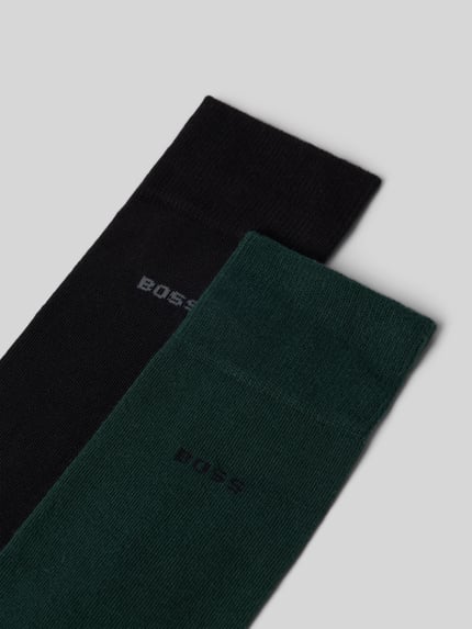 Produktfoto, Socken aus Baumwoll-Mix im 2er-Pack von BOSS in Schwarz und Dunkelgrün, weiche Textur, Herren Socken von BOSS