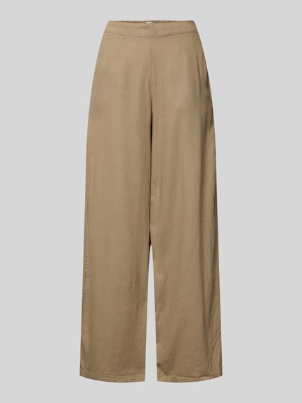 Produktfoto, Wide Leg Pants mit Eingrifftaschen Modell 'LINNO' van ICHI, dames wide leg broek, mix van linnen en viscose, los model, elastische band, steekzakken, bandwijdte bij maat 36: 34 cm, binnenbeenlengte bij maat 36: 72 cm