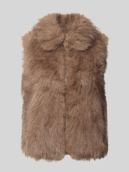 OPUS Slim Fit Weste mit Webpelzoptik Modell 'Wafury' Camel 2