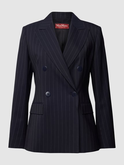 Max Mara Studio Blazer met krijtstrepen, model 'SELLA' Donkerblauw - 2