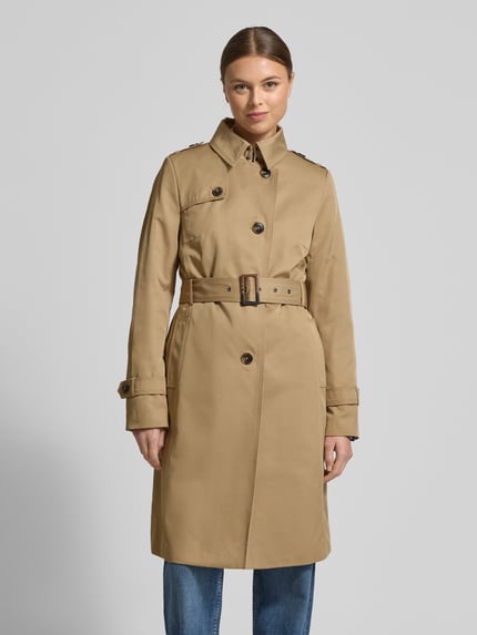 Jake*s Casual Trenchcoat met stoffen riem Zand - 4