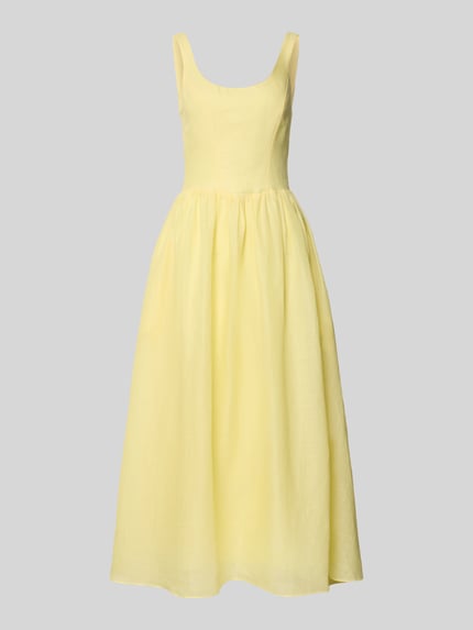 Bardot Midikleid aus Ramie Modell 'LAWRENCE SCOOP' GELB 2