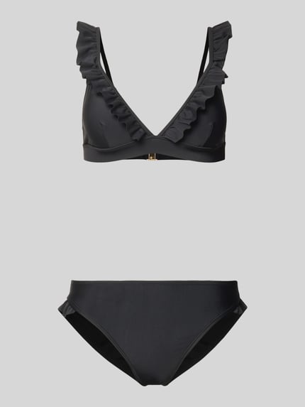 Productfoto, zwart Bikini-Set met ruches model 'BOBBY' van Shiwi, stretchmateriaal, aansluitende fit, damesbikini.