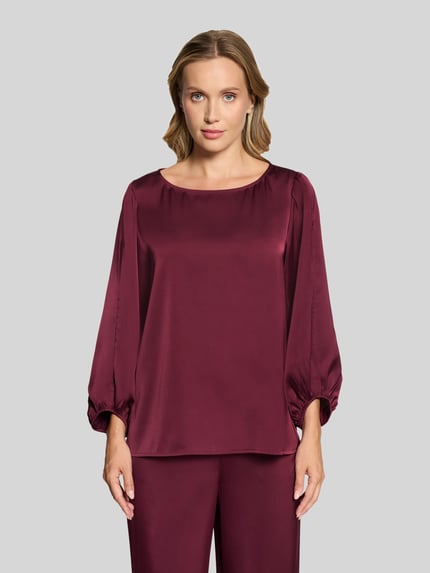 Betty Barclay Langarmbluse mit Satin-Ballonärmeln Bordeaux 4