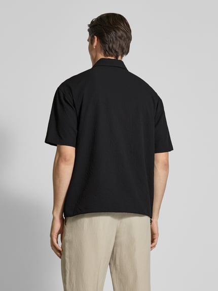 Jake*s Studio Men Regular Fit Freizeithemd mit Strukturmuster Black 5