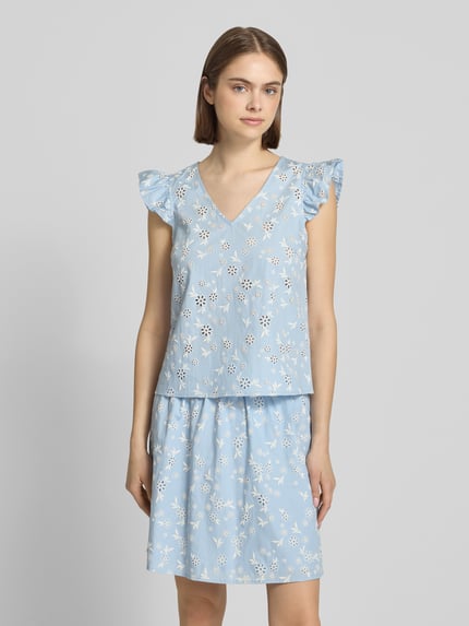 PIECES Regular Fit Blusentop aus reiner Baumwolle Modell 'BANNA' Hellblau 4