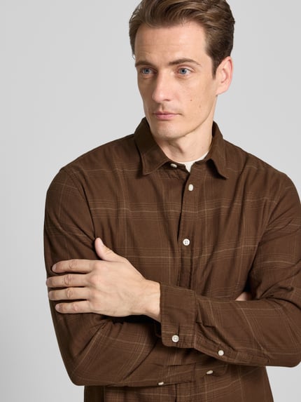 Selected Slim Fit Freizeithemd aus reiner Baumwolle Modell 'SLIMOWEN' Dunkelbraun 3