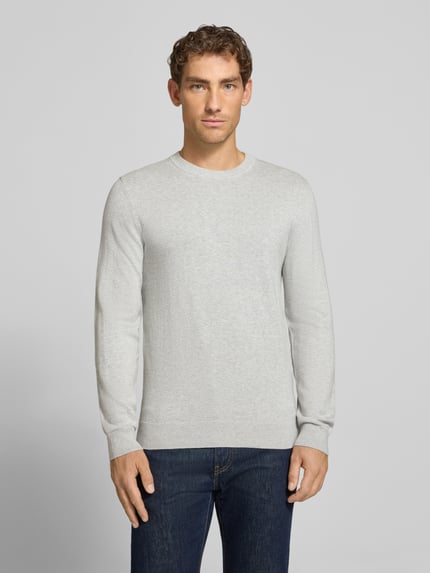 MCNEAL Strickpullover aus Baumwoll-Kaschmir-Mix mit Rundhalsausschnitt Hellgrau Melange 4