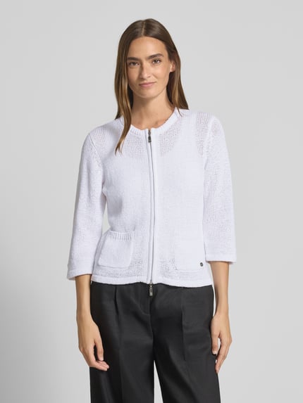monari Cardigan mit Zweiwege-Reißverschluss Offwhite 4