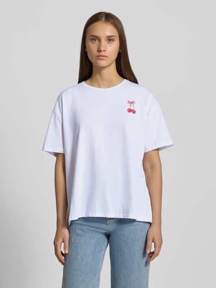 PIECES Oversized T-Shirt aus reiner Baumwolle Modell 'MIKKA' Weiss 4