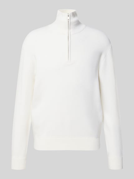 Manuel Ritz Strickpullover aus Woll-Mix mit Reißverschluss Offwhite 1