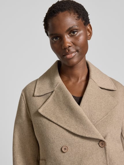 Stefanel Lange jas van lanawolmix, model 'PEACOT' Ecru - 3