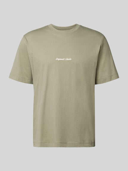 Produktfoto, T-Shirt mit Label-Stitching Modell 'NORREBRO' von Jack & Jones aus reiner Baumwolle in Hellgrün, Regular Fit, glatte Textur