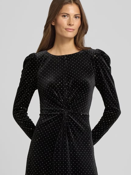YAS Cocktailjurk van fluweel met mohair, model 'HELLA' Metallic zwart - 3