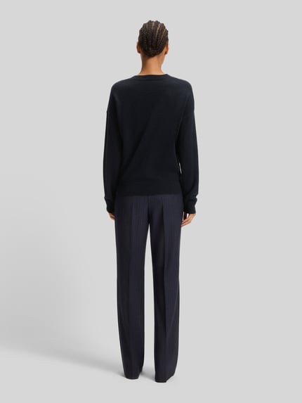 BOSS Relaxed fit gebreide pullover van puur kasjmier, model 'FASCONA' Marineblauw - 5