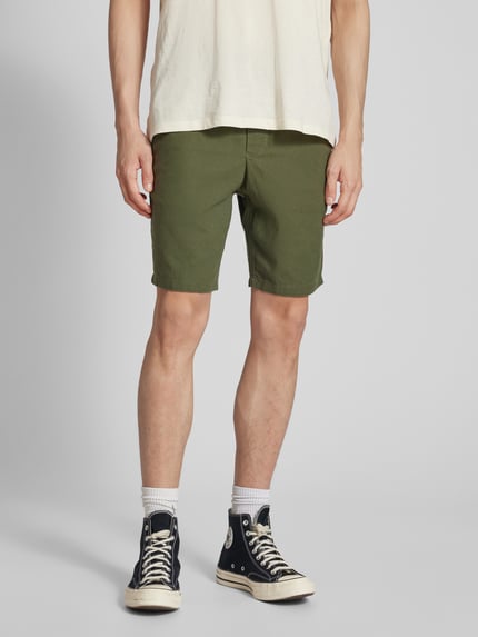 ONLY & SONS Regular Fit Shorts aus Baumwoll-Leinen-Mix Modell 'LINUS' Oliv 4