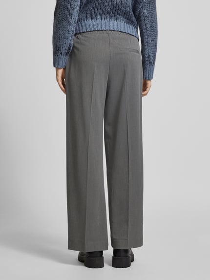 Selected Stoffhose mit weitem Bein und elastischem Bund Dunkelgrau Melange 5