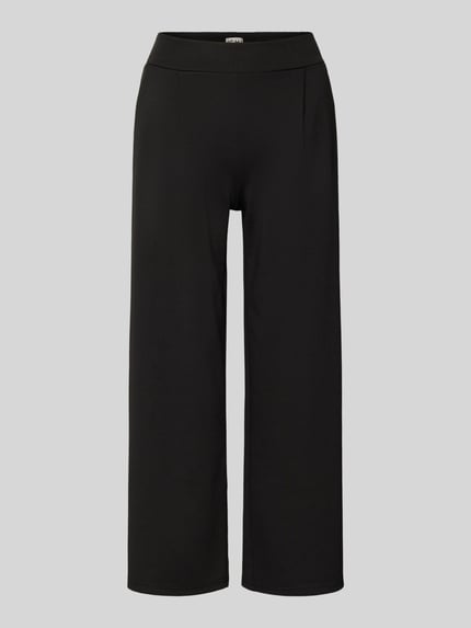 Produktfoto, Stoffhose mit Eingrifftaschen von ICHI im unifarbenen Design aus Material-Mix mit Viskose-Anteil, lockere Passform, elastischer Bund.