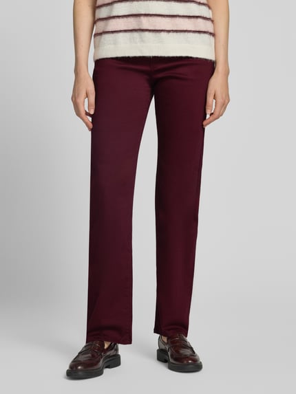 Christian Berg Woman straight fit stoffen broek in 5-pocketmodel Bordeaux - 4
