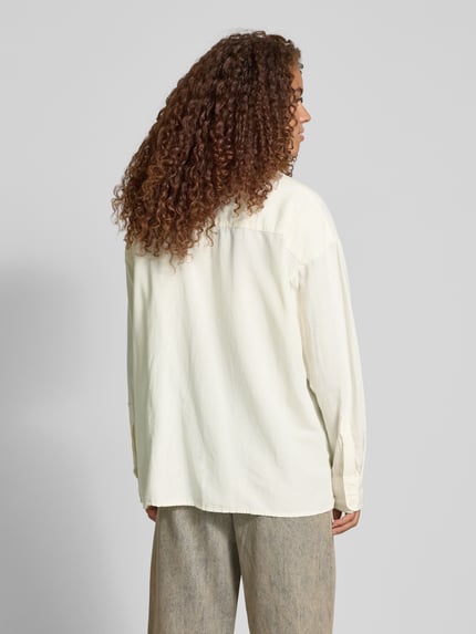 REVIEW Regular fit overhemdblouse met linnen Offwhite - 5