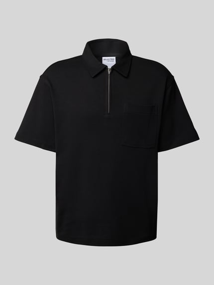 Selected Koszulka polo o kroju relaxed fit z czystej bawełny model ‘RELAXEJEORGE’ Czarny 2