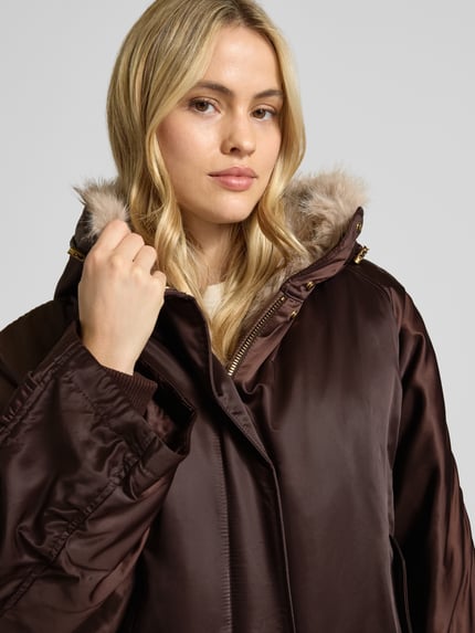 Beaumont Amsterdam Parka o kroju oversized z poliestru z wyjmowaną wstawką ze sztucznego futra model „Cory“ Ciemnobrązowy 3