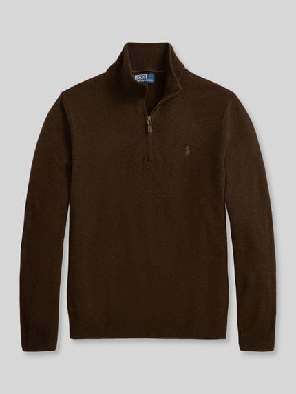 Polo Ralph Lauren Regular Fit Troyer aus reiner Wolle Dunkelbraun 2