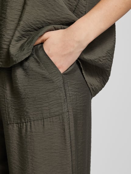 someday. Wide leg broek met verkort model, model 'Crinka' Donkergroen - 3
