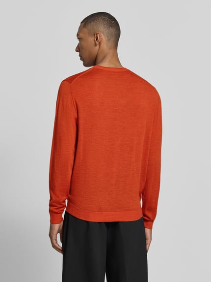 Fynch-Hatton sweter z dzianiny o kroju regular fit z wełny z okrągłym dekoltem Pomarańczowy 5