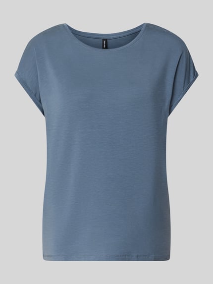 Produktfoto, blauw regular fit t-shirt uit lyocell-mix model 'AVA' van VERO MODA, dames t-shirt