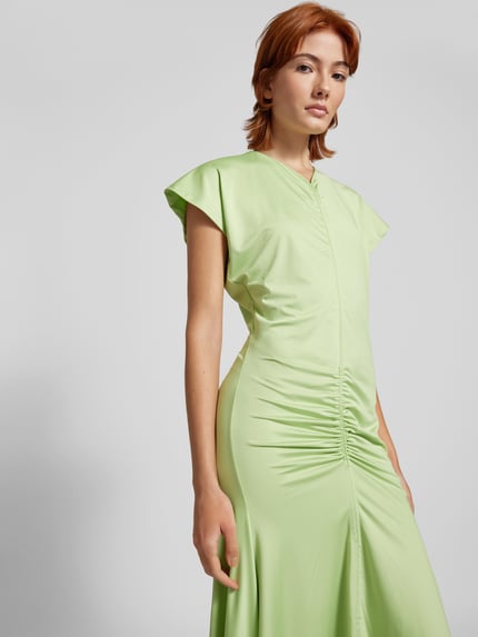 Victoria Beckham Maxikleid mit Raffungen Pastell Gelb Melange 3