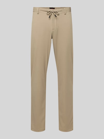 Productfoto, Sweatpants met elastische tailleband van Guess, rechte snit, beige kleur, met steek- en achterzakken, materiaalmix met stretch.