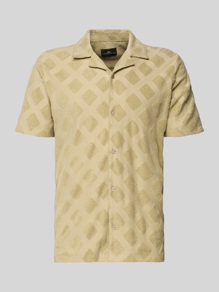 Produktfoto, Slim Fit vrijetijdsoverhemd met structuurpatroon van Fynch-Hatton, katoenmix, reverskraag, korte mouw, knoopsluiting