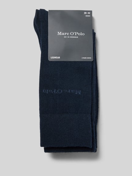 Produktfoto, Socken mit weichem Komfortbund im 2er-Pack von MARC O'POLO, melierte Optik, strukturiertes Muster, Damen Socken, dunkelblau