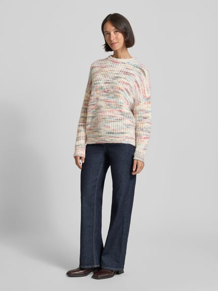 Jake*s Casual Oversized Pullover in Strick-Optik mit Woll- und Alpaka-Anteil Ecru 1