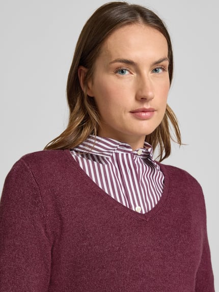 VILA Regular Fit Longsleeve aus Viskose-Mix Modell 'Viril' Pflaume 3
